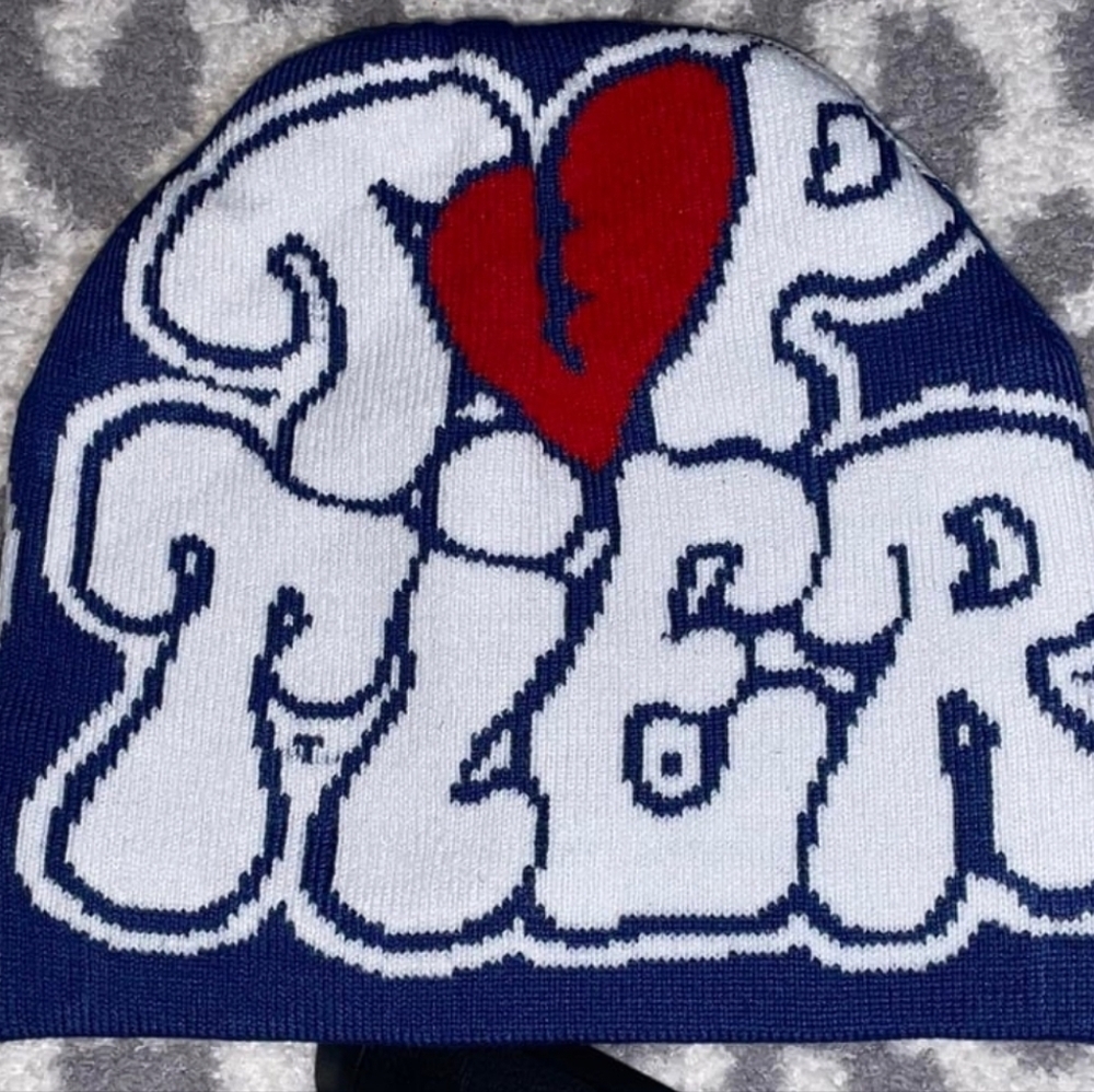Unisex Navy and White Graphic Beanie